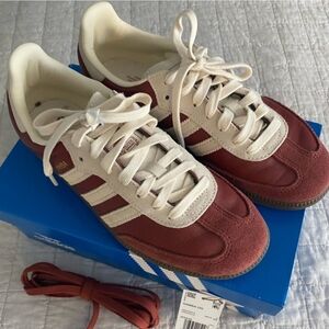 Adidas Samba Burgundy and Cream Sneakers